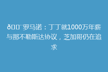 🚨罗马诺:丁丁就1000万年薪与那不勒斯达协议,芝加哥仍在追求