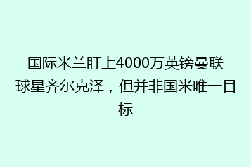 国际米兰盯上4000万英镑曼联球星齐尔克泽,但并非国米唯一目标