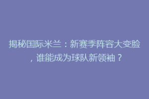 揭秘国际米兰：新赛季阵容大变脸，谁能成为球队新领袖？