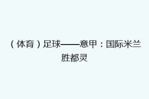 （体育）足球——意甲：国际米兰胜都灵