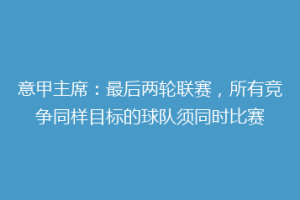 意甲主席：最后两轮联赛，所有竞争同样目标的球队须同时比赛
