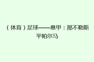 （体育）足球——意甲：那不勒斯平帕尔马