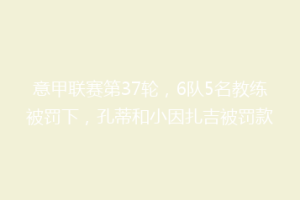 意甲联赛第37轮，6队5名教练被罚下，孔蒂和小因扎吉被罚款