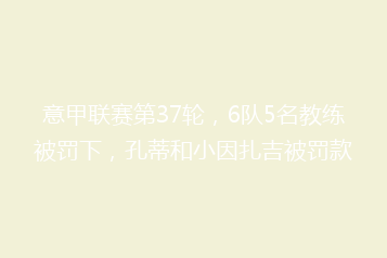 意甲联赛第37轮,6队5名教练被罚下,孔蒂和小因扎吉被罚款