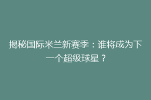 揭秘国际米兰新赛季：谁将成为下一个超级球星？
