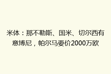 米体:那不勒斯、国米、切尔西有意博尼,帕尔马要价2000万欧