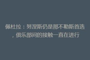 佩杜拉：努涅斯仍是那不勒斯首选，俱乐部间的接触一直在进行