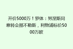 开价5000万！罗体：努涅斯同意转会那不勒斯，利物浦标价5000万欧