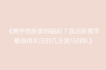 《意甲劲旅谁将崛起?盘点新赛季最值得关注的几支黑马球队》
