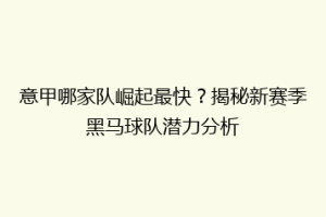 意甲哪家队崛起最快？揭秘新赛季黑马球队潜力分析