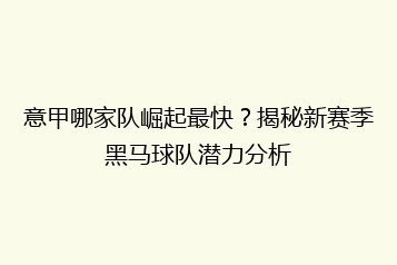 意甲哪家队崛起最快?揭秘新赛季黑马球队潜力分析