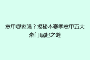 意甲哪家强？揭秘本赛季意甲五大豪门崛起之谜