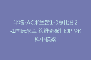 半场-AC米兰暂1-0总比分2-1国际米兰 约维奇破门迪马尔科中横梁