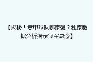 【揭秘！意甲球队哪家强？独家数据分析揭示冠军悬念】