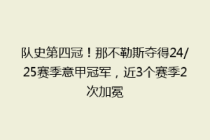 队史第四冠！那不勒斯夺得24/25赛季意甲冠军，近3个赛季2次加冕