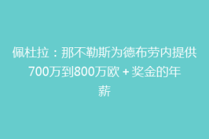 佩杜拉：那不勒斯为德布劳内提供700万到800万欧＋奖金的年薪