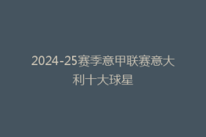 2024-25赛季意甲联赛意大利十大球星