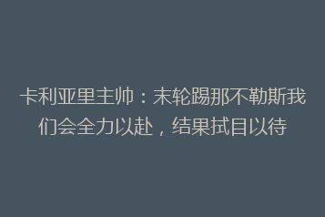 卡利亚里主帅:末轮踢那不勒斯我们会全力以赴,结果拭目以待
