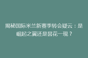 揭秘国际米兰新赛季转会疑云：是崛起之翼还是昙花一现？