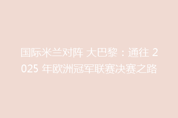 国际米兰对阵 大巴黎:通往 2025 年欧洲冠军联赛决赛之路