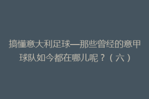 搞懂意大利足球—那些曾经的意甲球队如今都在哪儿呢？（六）
