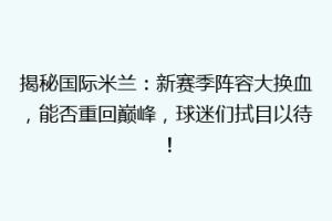 揭秘国际米兰：新赛季阵容大换血，能否重回巅峰，球迷们拭目以待！