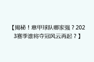 【揭秘！意甲球队哪家强？2023赛季谁将夺冠风云再起？】