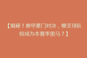 【揭秘！意甲豪门对决，哪支球队将成为本赛季黑马？】