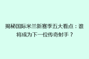 揭秘国际米兰新赛季五大看点：谁将成为下一位传奇射手？