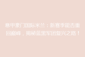 意甲豪门国际米兰：新赛季能否重回巅峰，揭秘蓝黑军团复兴之路！